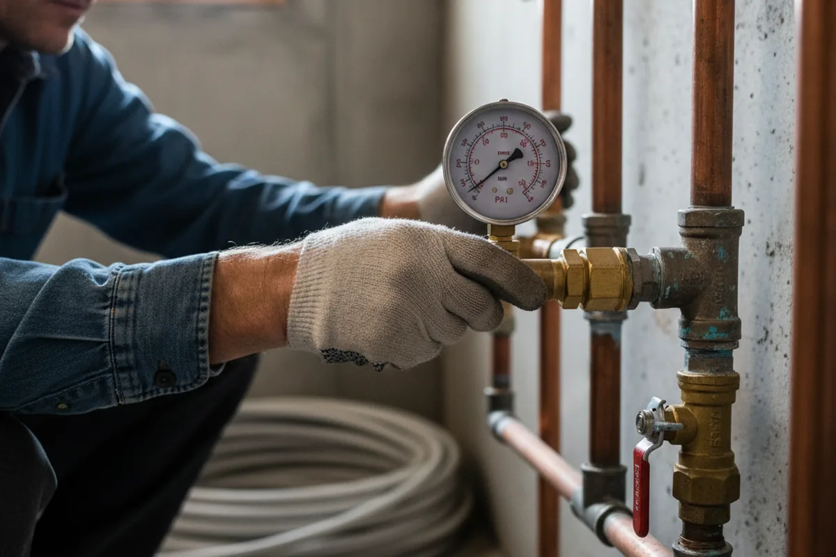 Pressure testing a repaired line during Water Line Repair in New Freeport